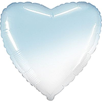 Фольгированный шарик Flexmetal 32" (80 см) Сердце Опастель омбре бело-голубое