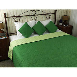 Покривало на ліжко, диван Руно Зелене 212х240 двостороннє євро, фото 2