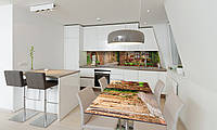 Наклейка 3Д виниловая на стол Zatarga «Прованс Горшочки с цветами» 650х1200 мм для домов, квартир, столов,
