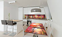 Наклейка 3Д виниловая на стол Zatarga «Осенний сад лес» 600х1200 мм для домов, квартир, столов, кофейн,