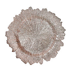 Тарілка підставна скляна REMY-DECOR Корал кольору шампань Ø 33см з рваними краями для святкового столу