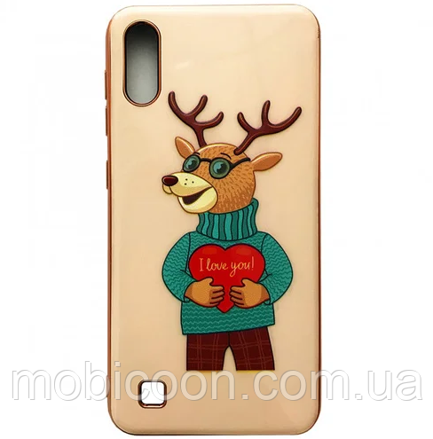 Накладка Soft GLASS LOVELY DEER для Samsung Galaxy а10 a105 pink sand