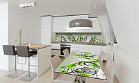 Наклейка 3Д виниловая на стол Zatarga «Зеленые завитки» 600х1200 мм для домов, квартир, столов, кофейн,