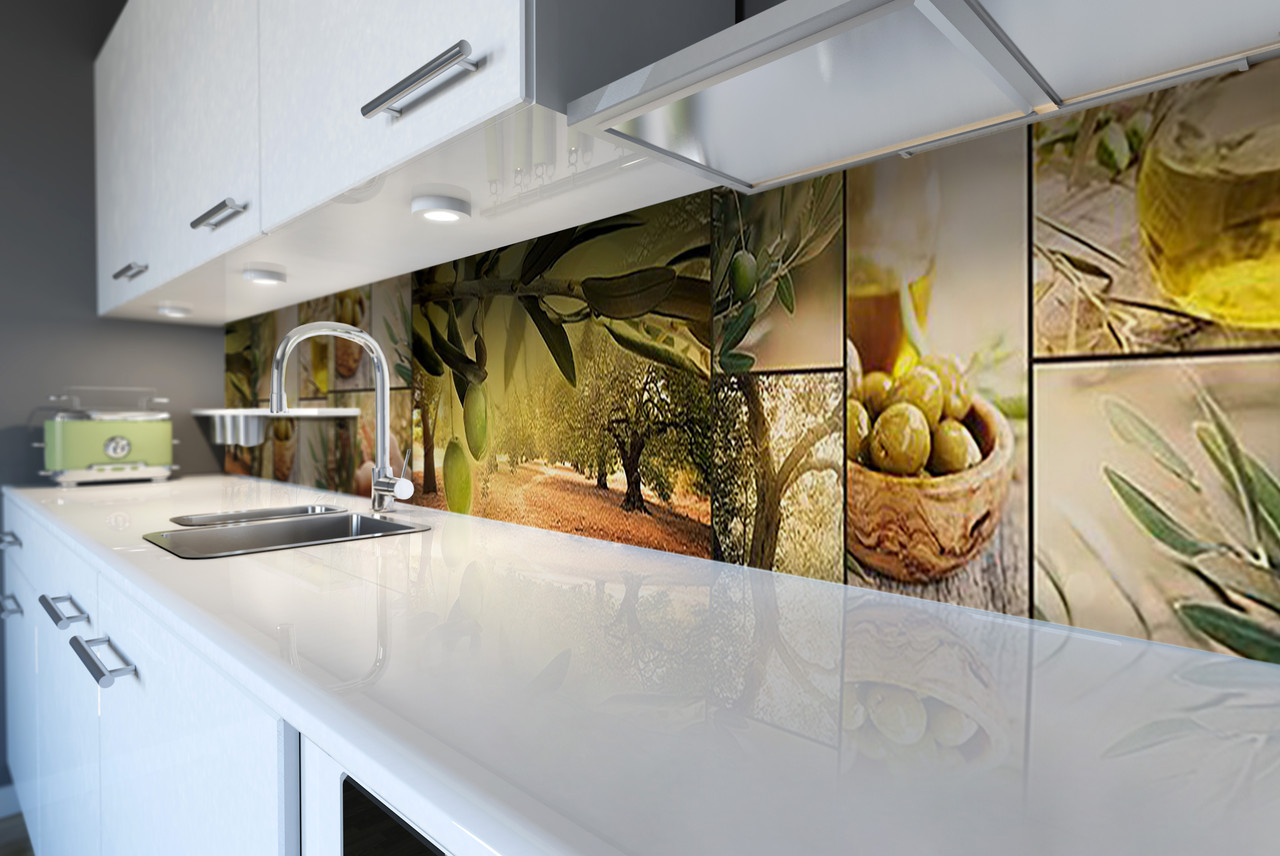 Скинали на кухню Zatarga Оливковий гай 2000х600 мм вінілова 3Д Наліпка кухонний фартух самоклеюча