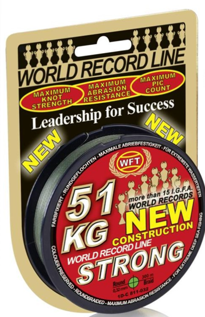 Шнур WFT KG Strong Green Round Braid 300м 0.32мм 51кг