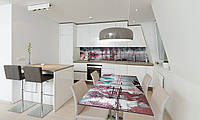 Наклейка 3Д виниловая на стол Zatarga «Розовые деревья» 600х1200 мм для домов, квартир, столов, кофейн,