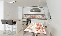 Наклейка 3Д виниловая на стол Zatarga «Розы под Плитку» 600х1200 мм для домов, квартир, столов, кофейн,