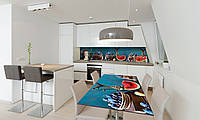 Наклейка 3Д виниловая на стол Zatarga «Сливы» 600х1200 мм для домов, квартир, столов, кофейн, кафе
