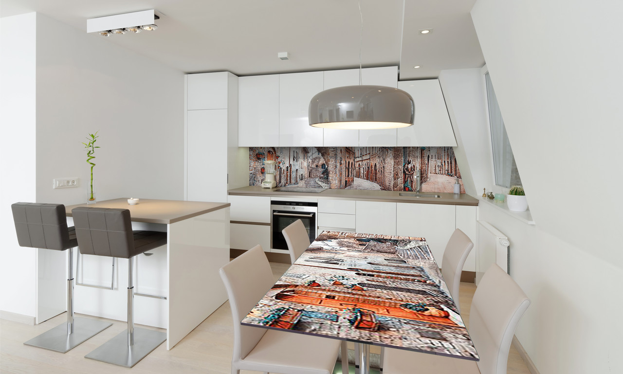 Наліпка 3Д вінілова на стіл Zatarga «клейкий Цегляні стіни Міста» 600х1200 мм для будинків, квартир,