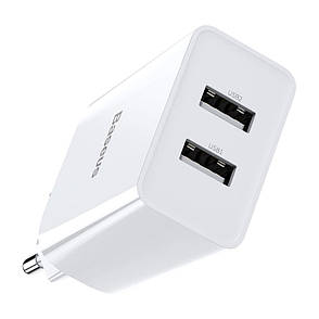 Зарядний пристрій (зарядка) для телефону Baseus 2хUSB 2.1 A + кабель Lightning Білий (TZCCFS-R02), фото 3