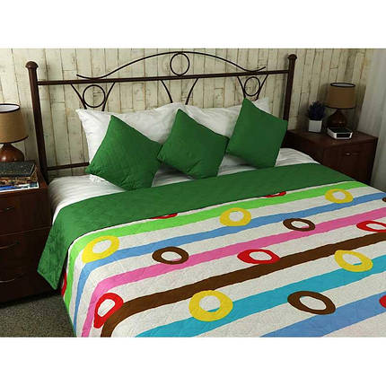Покривало на ліжко, диван Руно Зелені фарби 212х240 двостороннє євро, фото 2
