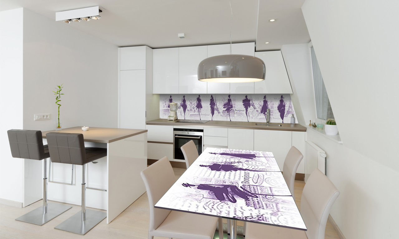 Наліпка 3Д вінілова на стіл Zatarga «Французькі Дами» 600х1200 мм для будинків, квартир, столів,