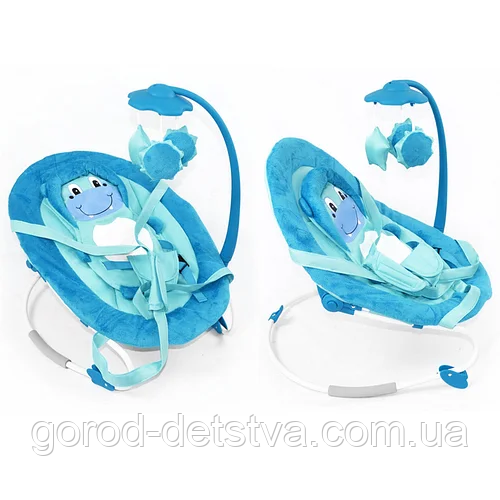 Дитячий шезлонг-качалка BT-BB-0002 BLUE, вібро, музика, підвіски, в коробці