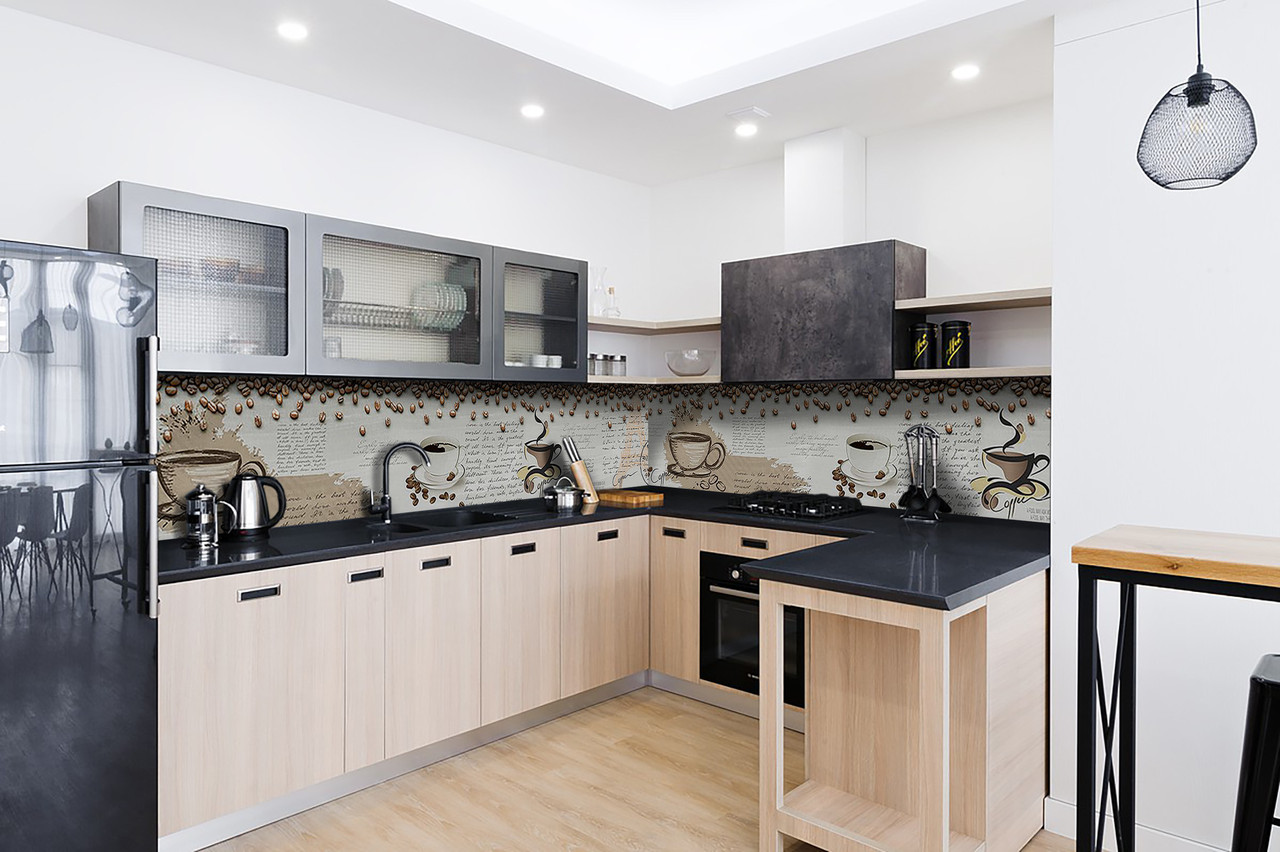 Скинали на кухню Zatarga Кавовий вінтаж 2000х600 мм вінілова 3Д Наліпка кухонний фартух самоклеюча для