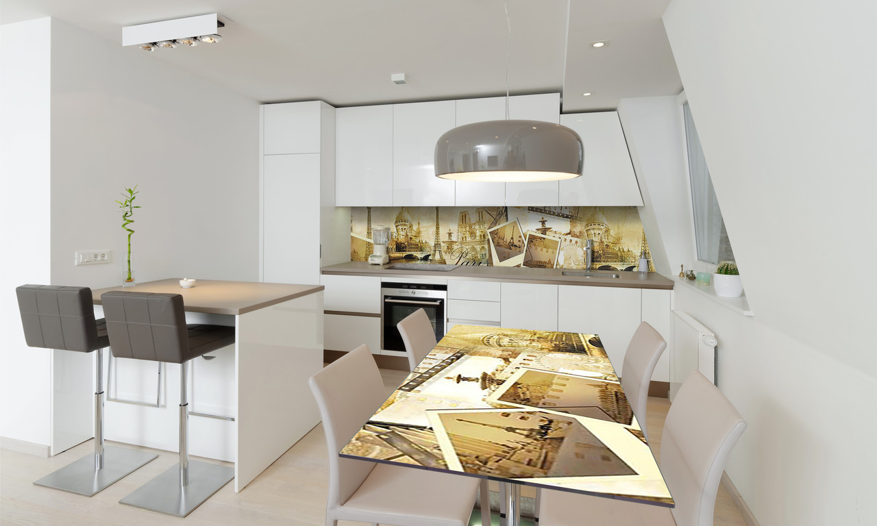 Наліпка 3Д вінілова на стіл Zatarga «Вінтажний Париж» 600х1200 мм для будинків, квартир, столів, кофеєнь,, фото 1