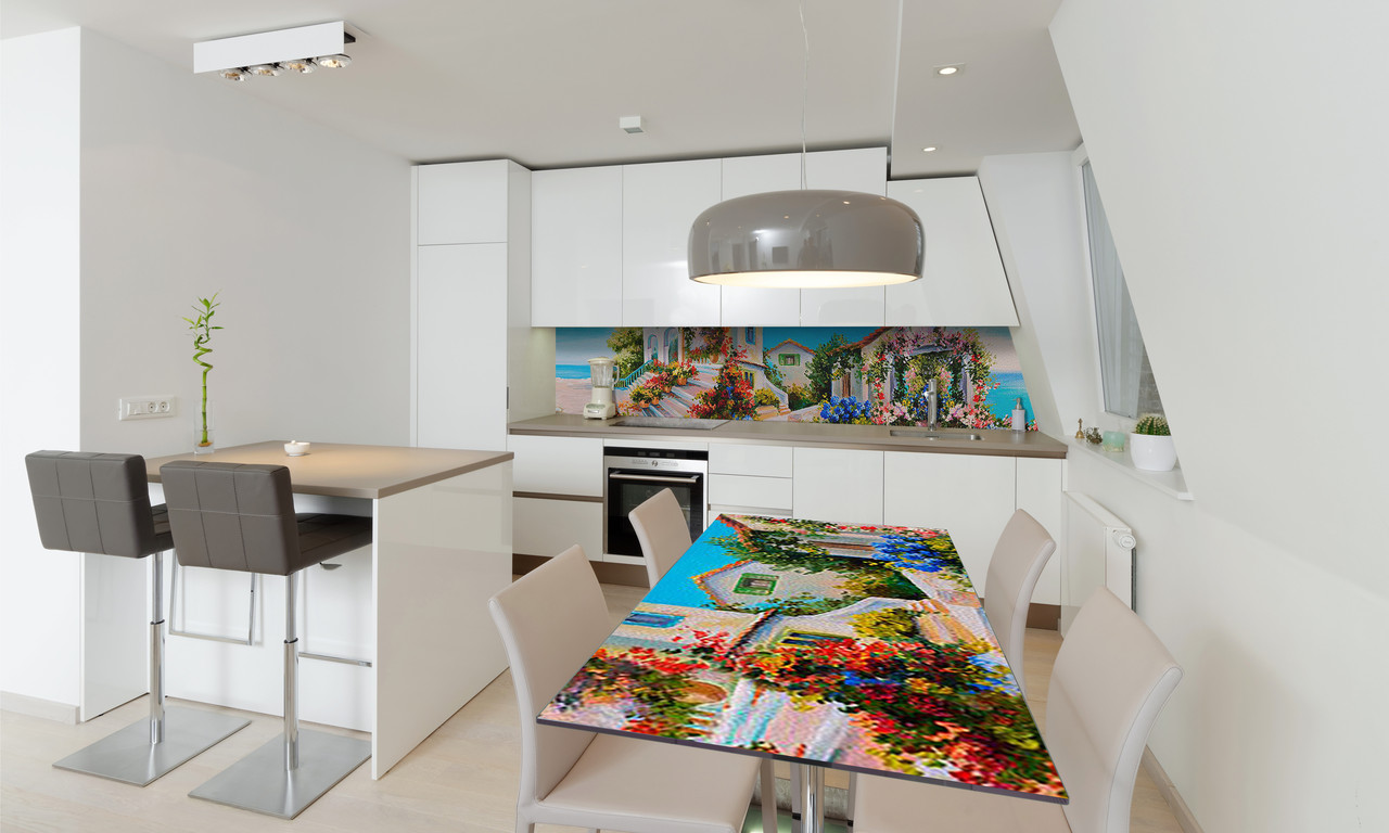 Наліпка 3Д вінілова на стіл Zatarga «Будиночок біля моря» 600х1200 мм для будинків, квартир, столів, кофеєнь,, фото 1