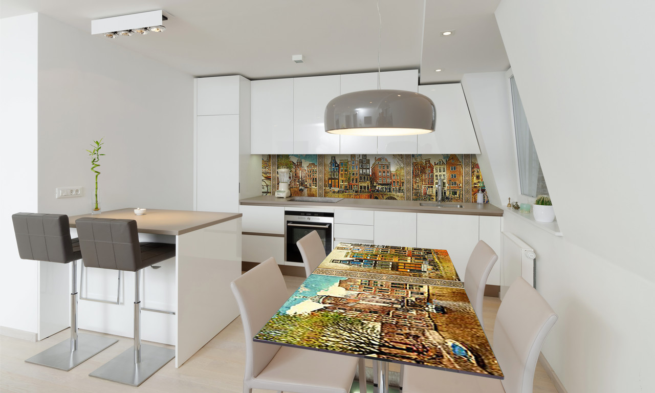 Наліпка 3Д виниловая на стол Zatarga «Старинный Амстердам» 600х1200 мм для домов, квартир, столов,