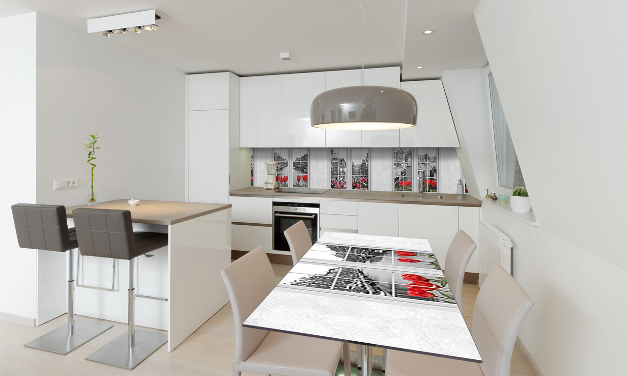 Наліпка 3Д виниловая на стол Zatarga «Окна» 600х1200 мм для домов, квартир, столов, кофейн, кафе, фото 1