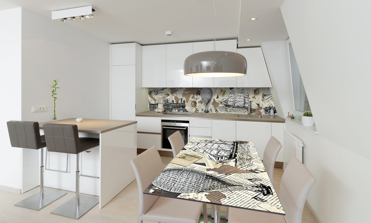 Наліпка 3Д вінілова на стіл Zatarga «Ретро Світ» 600х1200 мм для будинків, квартир, столів, кофеєнь, кафе