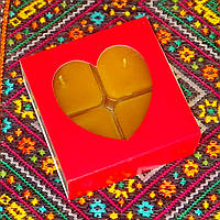 Подарунковий набір квадратних чайних воскових свічок (4шт.) в коробці Червоне Серце