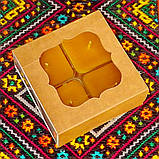Подарунковий набір квадратних чайних воскових свічок (9шт.) в коробці Бежевий Крафт, фото 9