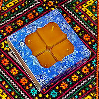 Подарунковий набір квадратних чайних воскових свічок (4шт.) в коробці Синій Сніг