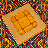 Подарунковий набір квадратних чайних воскових свічок (9шт.) в коробці Синій Сніг, фото 2