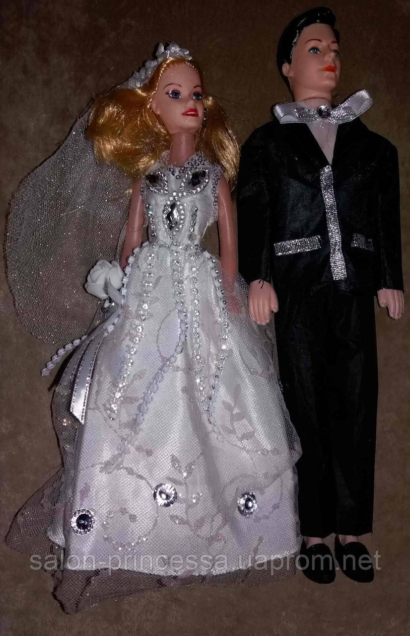 Свадебный сувенир Куклы "Жених и невеста" (серебряные) - фото 1 - id-p1304981172