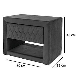 Сіра велюрова підлогова тумба Azurro Velvet 35х50х40см з ящиком