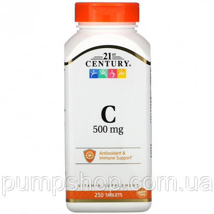 Вітамін С (аскорбінова кислота) 21st Century Vitamin C 500 мг 250 таб., фото 1