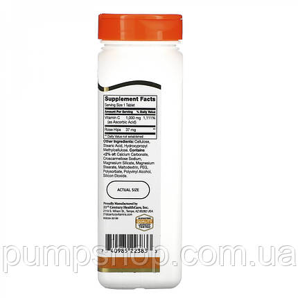 Вітамін C із шипшиною 21st Century Vitamin C with Rose Hips 1000 мг 110 таб., фото 3