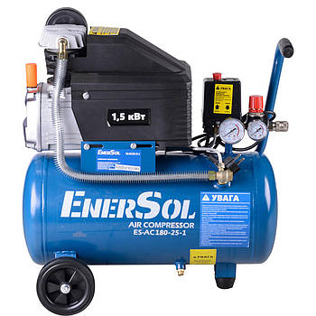 Електричний компресор поршневий EnerSol ES-AC180-25-1, потужність 1,5 кВт, 180 л/хв, тиск 8 бар, ресивер