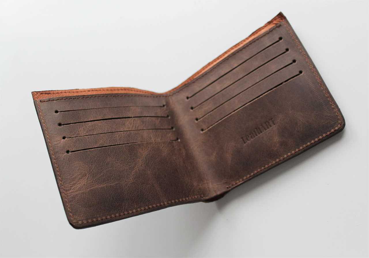 Чоловічий гаманець із натуральної шкіри "Importante" темно-коричневий, фото 1