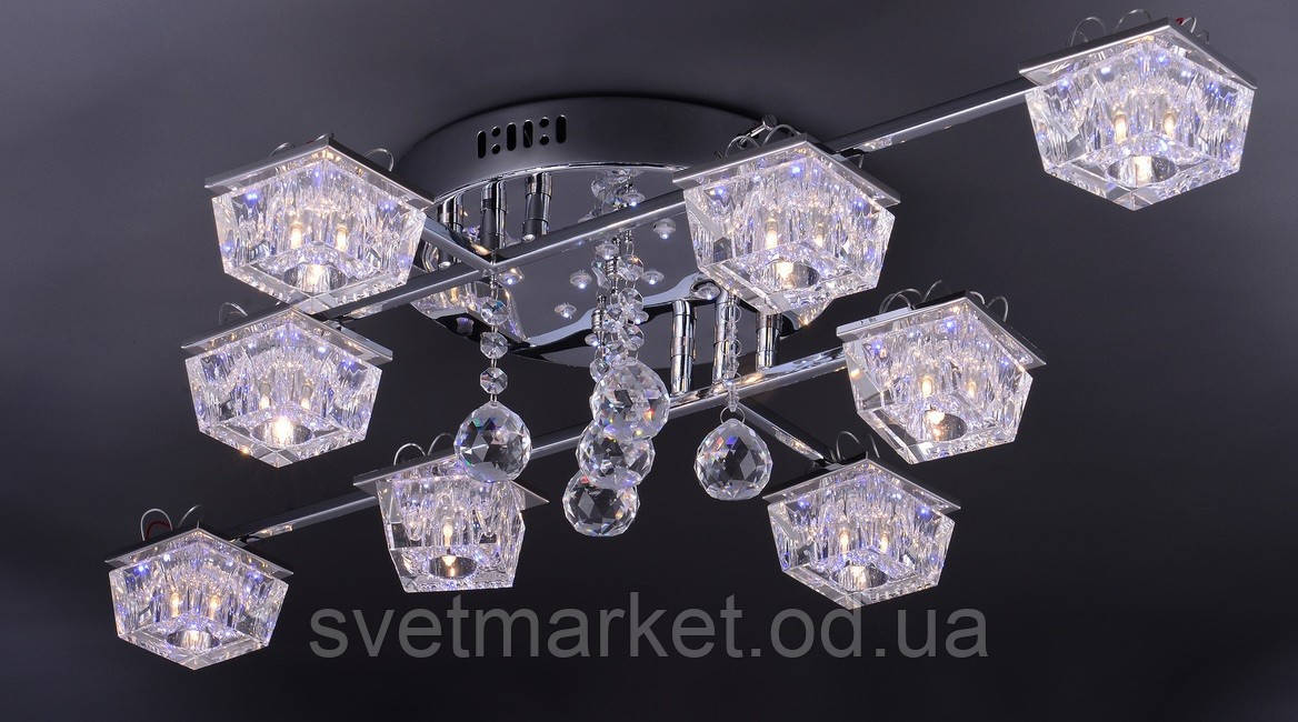 Стельова люстра в золотому кольорі з квадратними плафонами 6738-8, фото 1