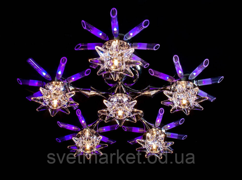 Незвичайна стельова люстра з пультом і світлодіодним підсвічуванням 6799-6, фото 1