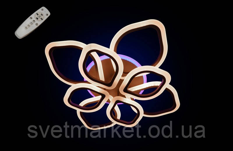 Яскрава стельова світлодіодна люстра 5576/4+4CF LED dimmer, фото 1