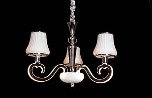 Люстра на три ріжка з підсвічуванням і скляними плафонами 8312-3