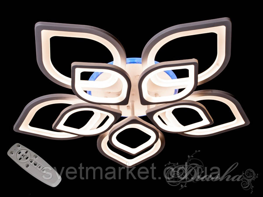 Красива стельова світлодіодна люстра з різнобарвним нічником 8073/5+5WH LED 3color dimmer, фото 1