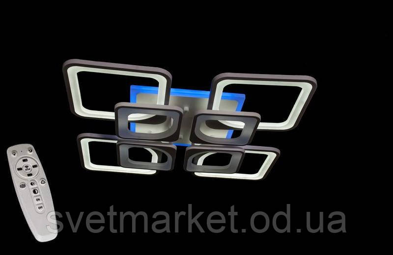 Квадратна стельова люстра з нічником 5543/4+4WH led dimmer, фото 1