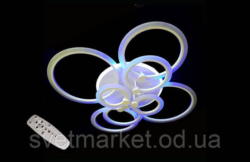 Світлодіодна біла стельова люстра з нічником і димером 1888/8WH LED 3color dimmer, фото 1