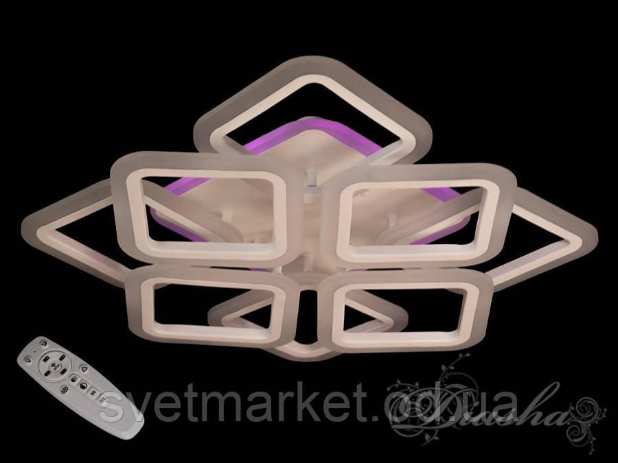 Стельова світлодіодна люстра з кольоровою підсвіткою A3001/4+4WH LED 3color dimmer, фото 1