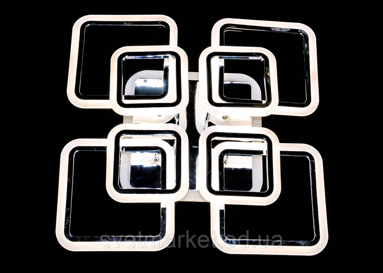 Світлодіодна стельова люстра з діммером в хромованому кольорі 1001/4+4CR, фото 1