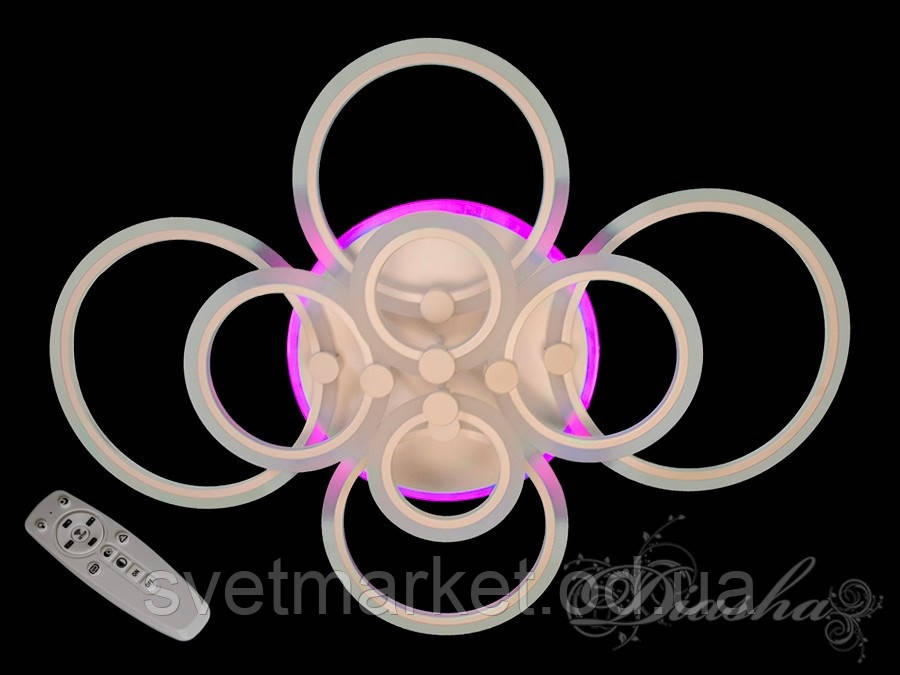 Велика стельова діодна люстра A8022/8WH LED 3color dimmer, фото 1