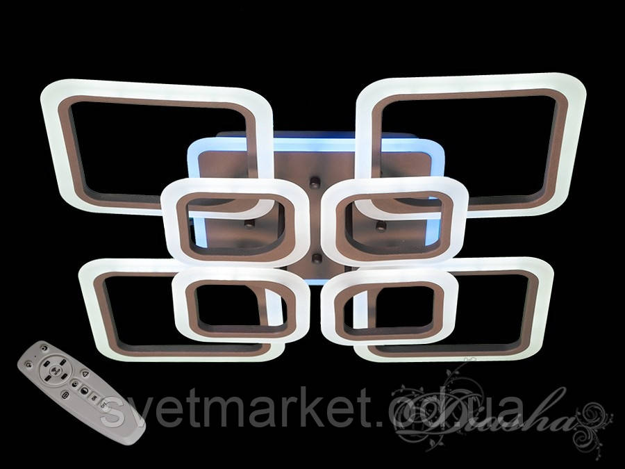 Стельова квадратна LED-люстра з діммером і підсвічуванням A8060/4+4CF LED 3color dimmer, фото 1