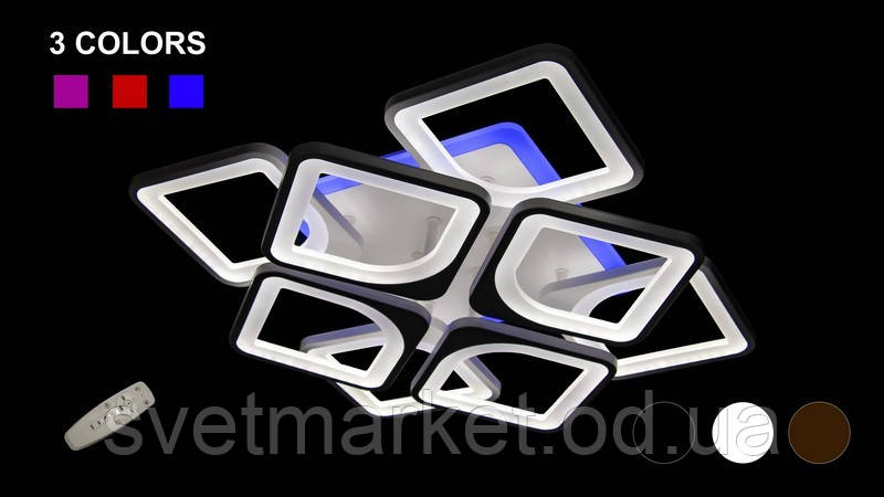 Сучасна яскрава діодна люстра 5543/4+4S WH LED 3color dimmer, фото 1