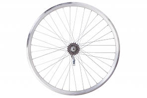 Колесо задн. VLT 28" AL 36H двостул. дорожній. silver; Втулка тормозна VELOSTEEL (Чехія) на гайках