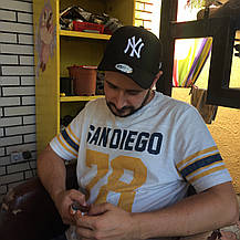 Кепка Бейсболка Чоловіча Жіноча New Era з наклейкою New York Yankees NY Чорна з Білим лого, фото 3