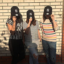 Кепка Бейсболка Чоловіча Жіноча New Era з наклейкою New York Yankees NY Чорна з Білим лого, фото 4