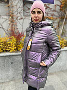 Куртка зимова жіноча AnaVista 06-12 еко-шкіра з капюшоном, фото 5