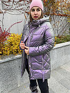 Куртка зимова жіноча AnaVista 06-12 еко-шкіра з капюшоном, фото 2
